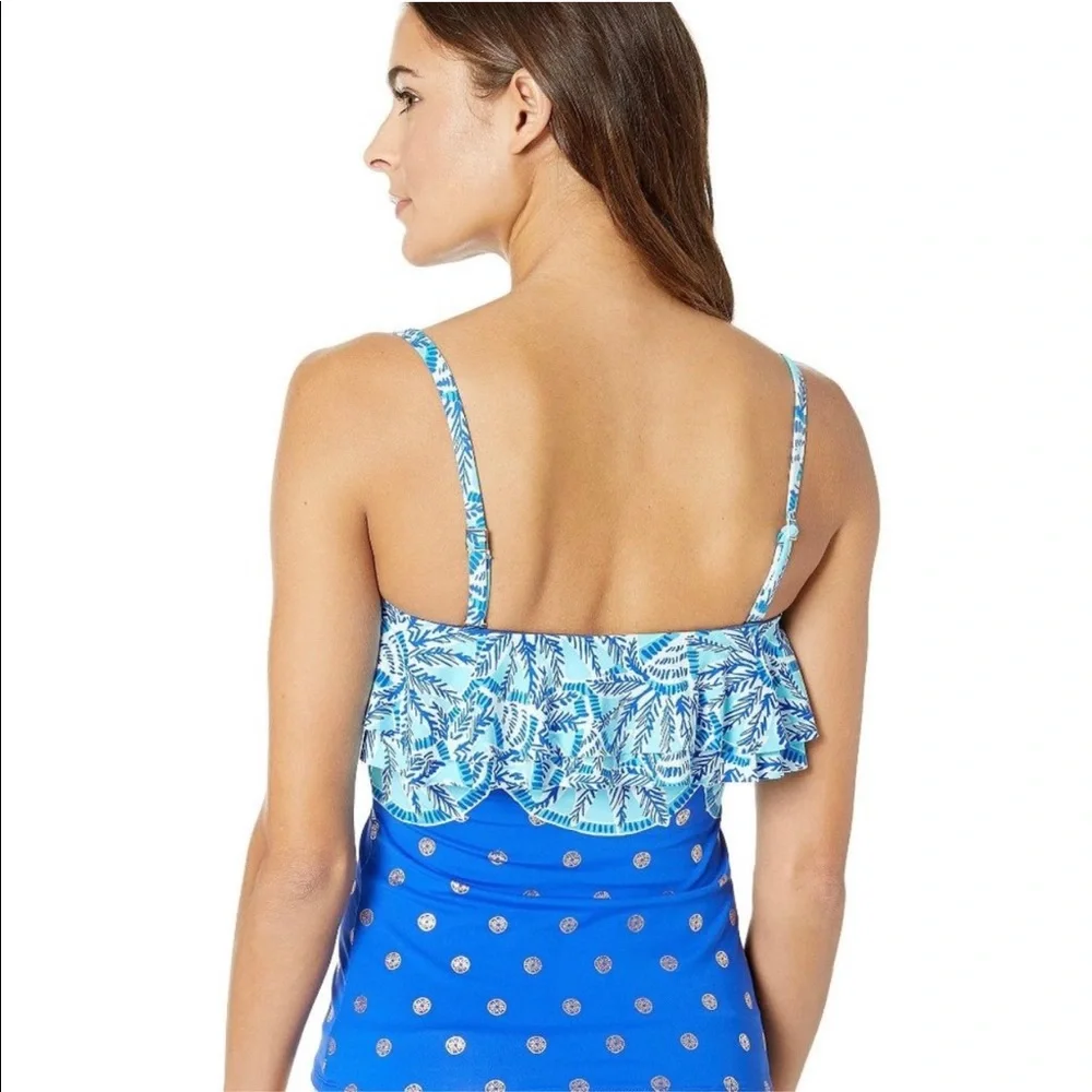 Lilly Pulitzer Blue Patterned Ruffle Tankini Bikini Set